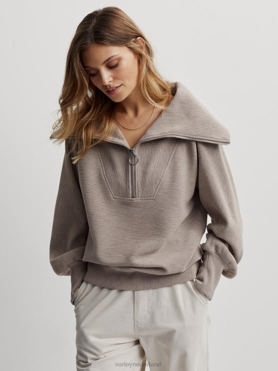 BD04L94 taupe mergel wijnstok pullover met halve rits vrouwen Varley kleding