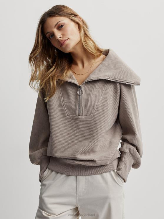 BD04L94 taupe mergel wijnstok pullover met halve rits vrouwen Varley kleding