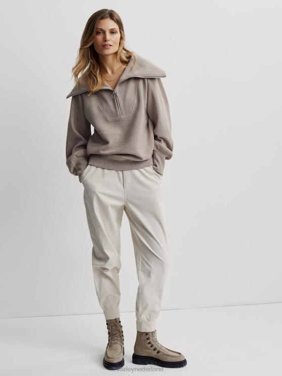 BD04L94 taupe mergel wijnstok pullover met halve rits vrouwen Varley kleding