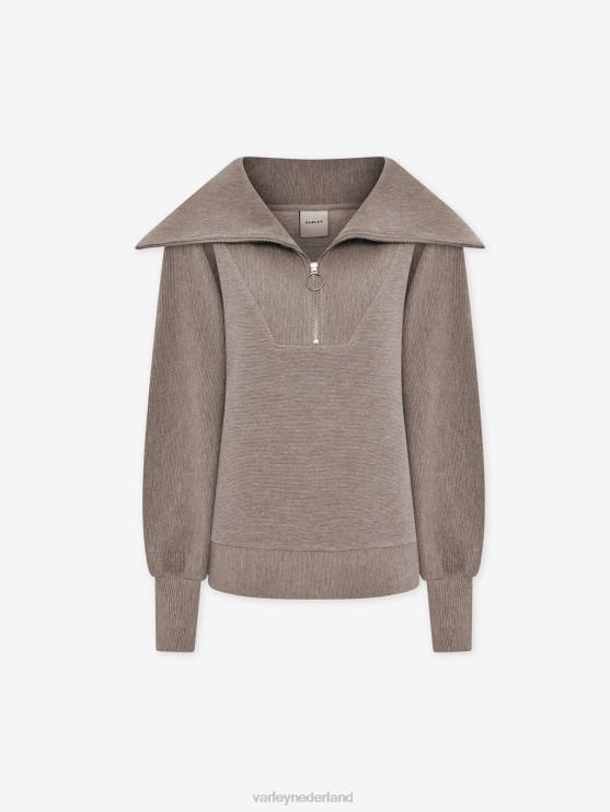 BD04L94 taupe mergel wijnstok pullover met halve rits vrouwen Varley kleding