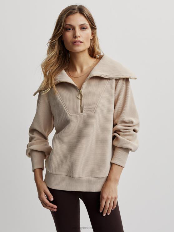 BD04L95 cement wijnstok pullover met halve rits vrouwen Varley kleding