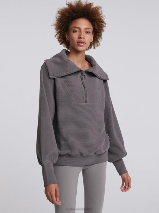 BD04L96 donker meeuwgrijs wijnstok pullover met halve rits vrouwen Varley kleding
