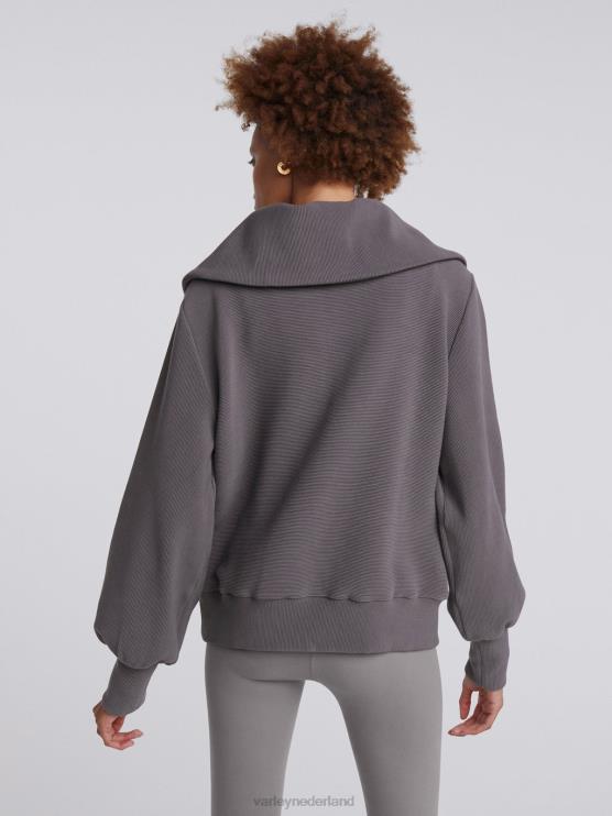 BD04L96 donker meeuwgrijs wijnstok pullover met halve rits vrouwen Varley kleding