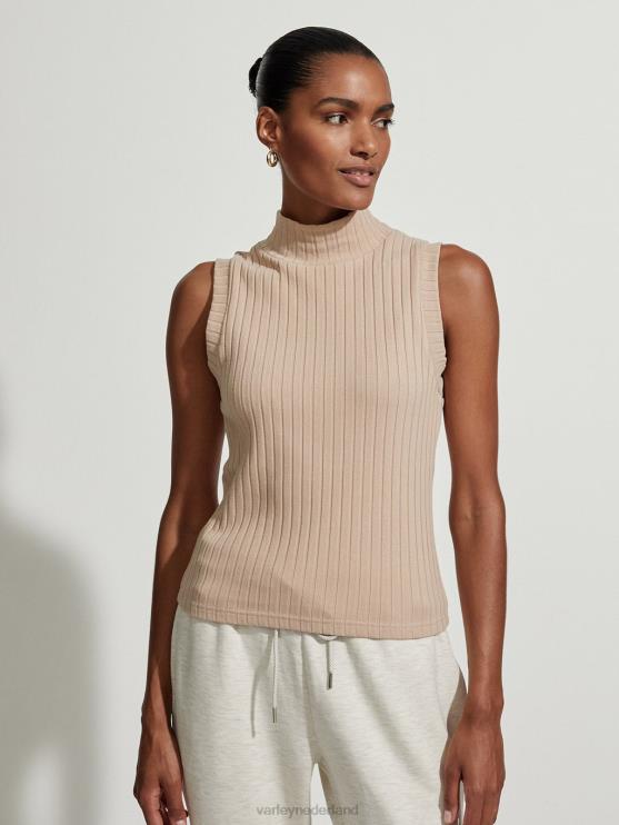 BD04L80 licht taupe calder tank met hoge hals vrouwen Varley kleding