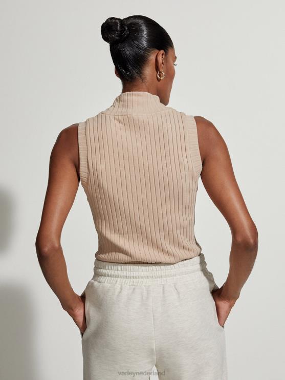 BD04L80 licht taupe calder tank met hoge hals vrouwen Varley kleding