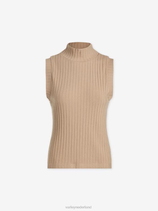 BD04L80 licht taupe calder tank met hoge hals vrouwen Varley kleding