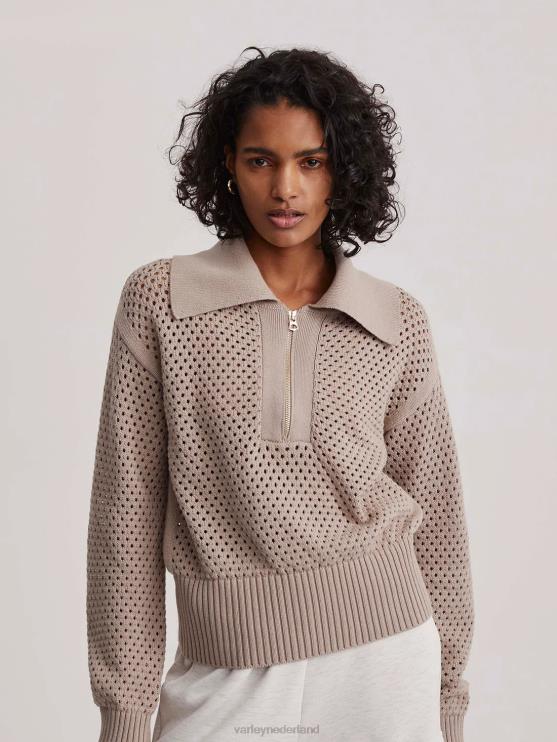 BD04L152 taupe klei lelie gebreide polo vrouwen Varley kleding