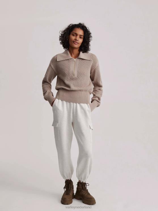 BD04L152 taupe klei lelie gebreide polo vrouwen Varley kleding