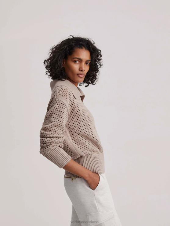 BD04L152 taupe klei lelie gebreide polo vrouwen Varley kleding