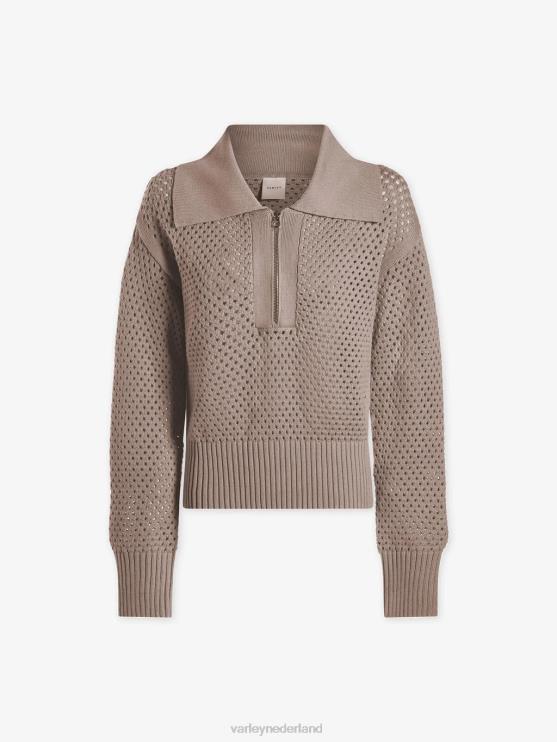 BD04L152 taupe klei lelie gebreide polo vrouwen Varley kleding