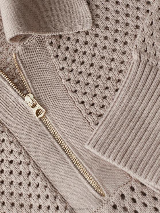 BD04L152 taupe klei lelie gebreide polo vrouwen Varley kleding