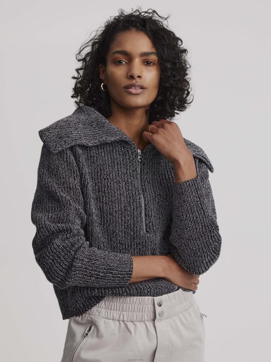 BD04L198 zwart elise pullover met halve rits vrouwen Varley kleding