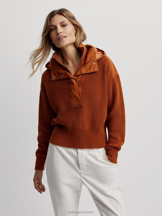 BD04L199 karamel café mix carter pullover met halve rits vrouwen Varley kleding