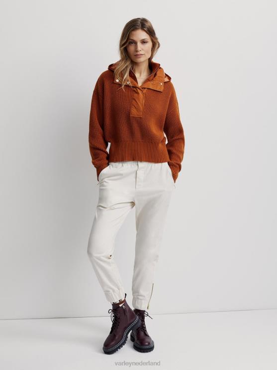 BD04L199 karamel café mix carter pullover met halve rits vrouwen Varley kleding