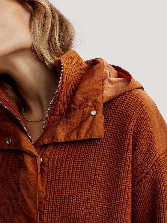 BD04L199 karamel café mix carter pullover met halve rits vrouwen Varley kleding