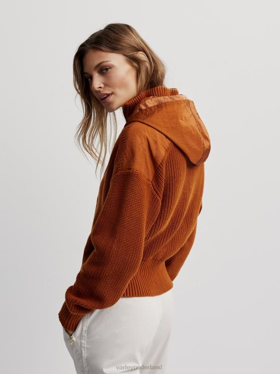 BD04L199 karamel café mix carter pullover met halve rits vrouwen Varley kleding
