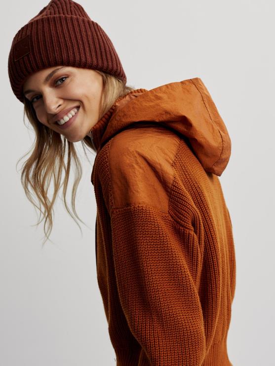 BD04L199 karamel café mix carter pullover met halve rits vrouwen Varley kleding