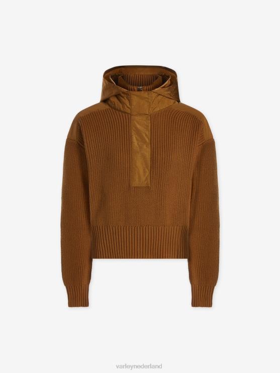 BD04L199 karamel café mix carter pullover met halve rits vrouwen Varley kleding
