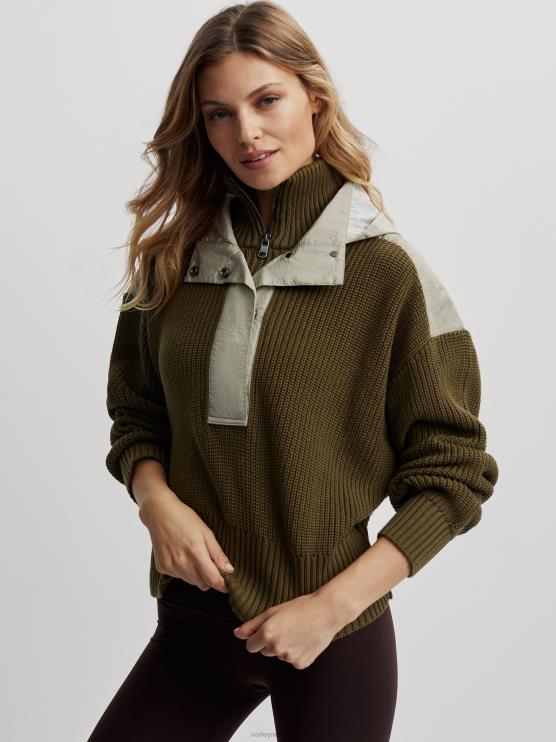 BD04L200 mix van donkere olijven carter pullover met halve rits vrouwen Varley kleding