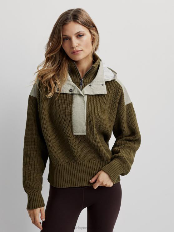 BD04L200 mix van donkere olijven carter pullover met halve rits vrouwen Varley kleding