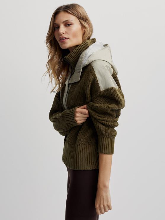 BD04L200 mix van donkere olijven carter pullover met halve rits vrouwen Varley kleding