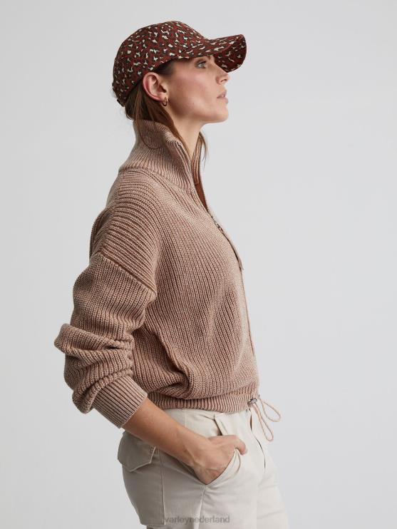 BD04L205 hanenkam/zilverreiger gespikkeld breiwerk Anderson gebreid met doorlopende ritssluiting vrouwen Varley kleding