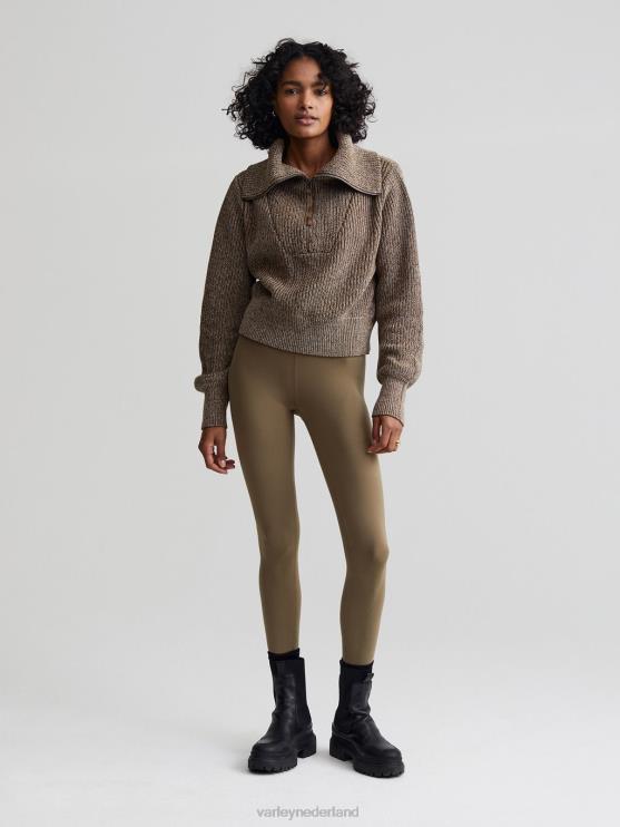 BD04L217 donkere olijfvlek mentone gebreide pullover met halve rits vrouwen Varley kleding