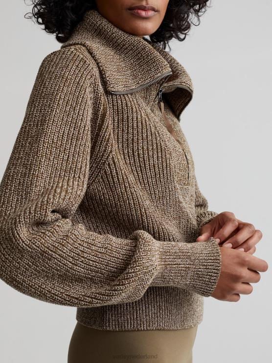 BD04L217 donkere olijfvlek mentone gebreide pullover met halve rits vrouwen Varley kleding