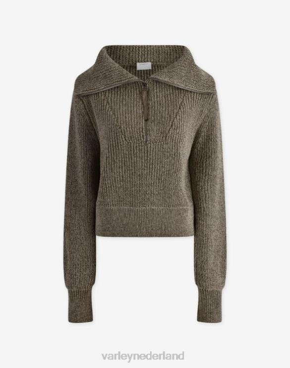 BD04L217 donkere olijfvlek mentone gebreide pullover met halve rits vrouwen Varley kleding