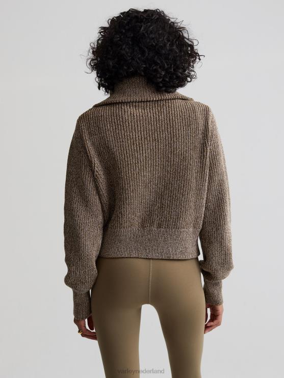 BD04L217 donkere olijfvlek mentone gebreide pullover met halve rits vrouwen Varley kleding